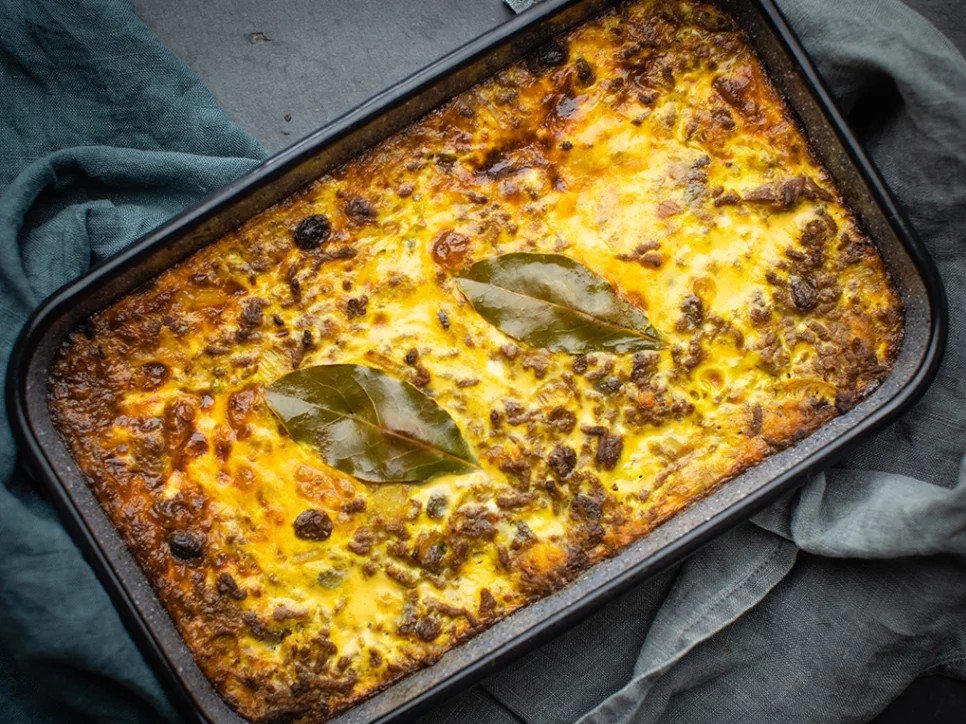 Authentic South African dish, Bobotie, Cape Town South Africa, Traditional dinner