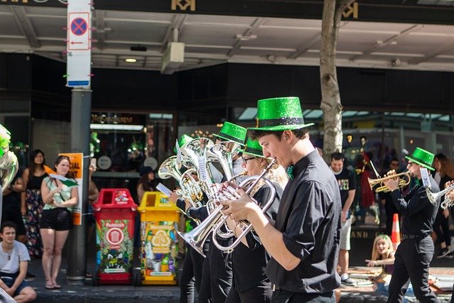 st patrick's, day, band, instruments, playing, trumpet, brass, music, irish, holiday, celebration, st, parade, st patrick's, irish, irish, irish, irish, irish