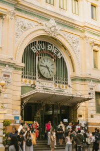 Saigon Central Post Office, travelers, old clock